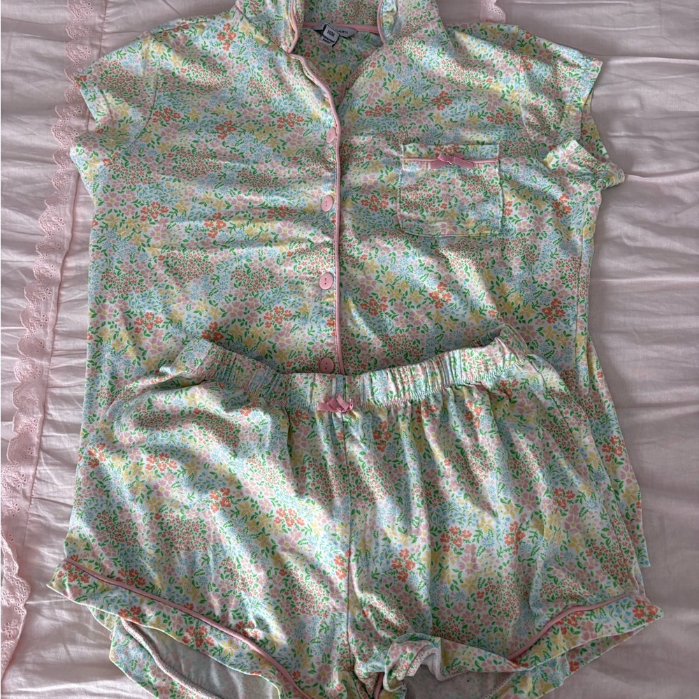 Marshalls Floral Pajama Set - Green and Pink